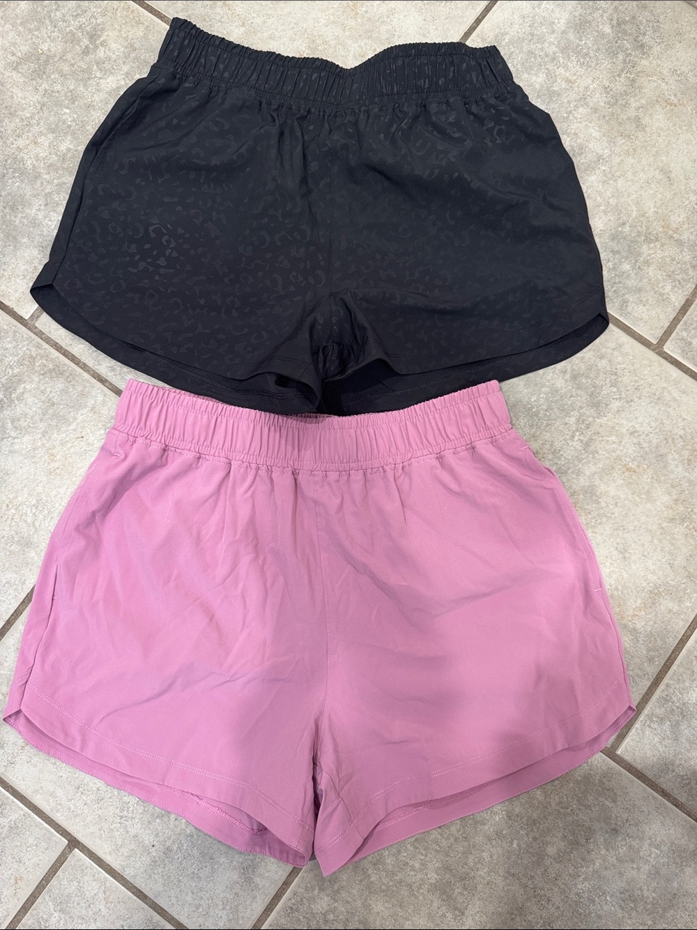 Tahari Women's Athletic Shorts in Black & Purple— Elastic Waist